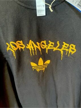 Adidas Black Tee with Yellow Graffiti Logo